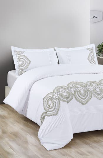 MELANGE HOME MELANGE HOME PADMA EMBROIDERED DUVET 3-PIECE SET