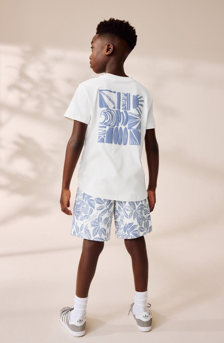 NEXT Kids' T-Shirt & Drawstring Shorts Set, Alternate, color, White/ Blue Surf