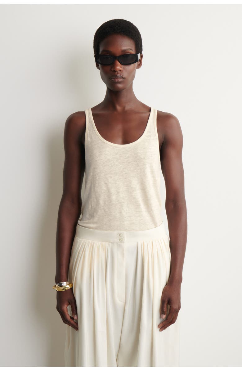 COS Linen-jersey Tank Top, Main, color, Off-White