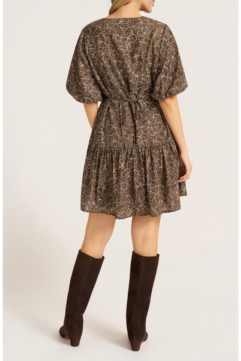 Kensington Bubble Sleeve Tiered Dress, Alternate, color, MOSS/ BLUSH