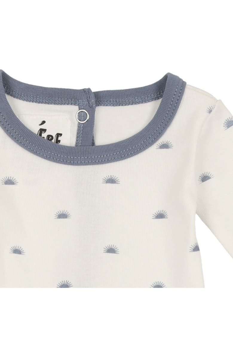 Manière Sun Print Stretch Cotton Footie, Alternate, color, White/ Blue