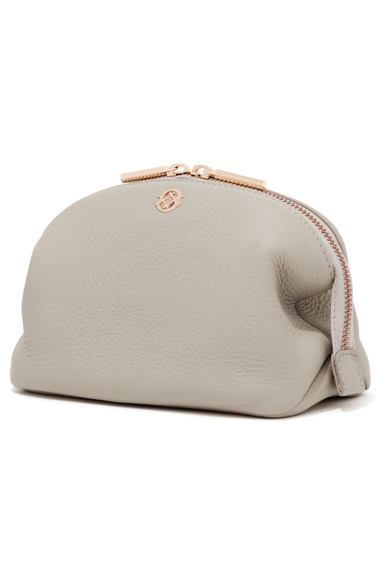 Dagne Dover Large Lola Leather Cosmetics Pouch, Alternate, color, Bone