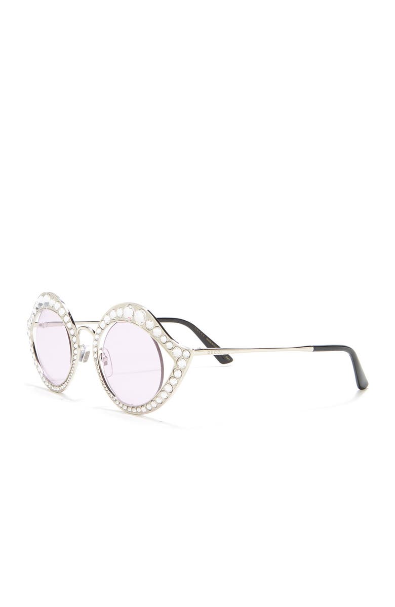 Gucci 41mm Embellished Round Cat Eye Sunglasses, Alternate, color,