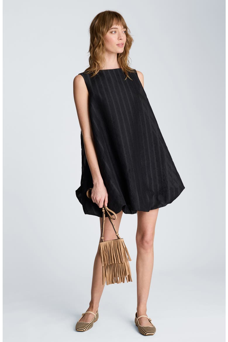Bubble Hem Swing Minidress, Alternate, color, BLACK