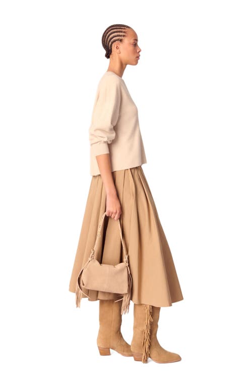 Maje Wool Blend V-neck Sweater In Beige