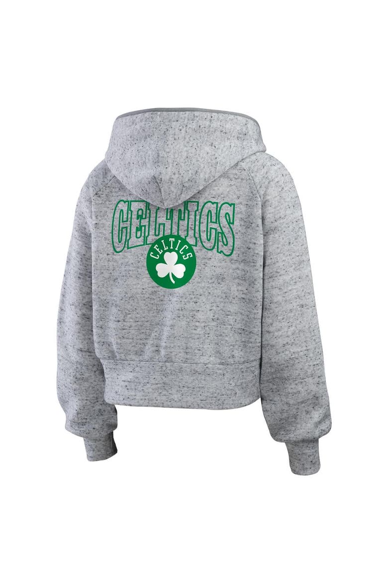 Women's WEAR by Erin Andrews Heather Gray Boston Celtics Speckled Radiator Full-Zip Hoodie, Alternate, color, Heather Gray