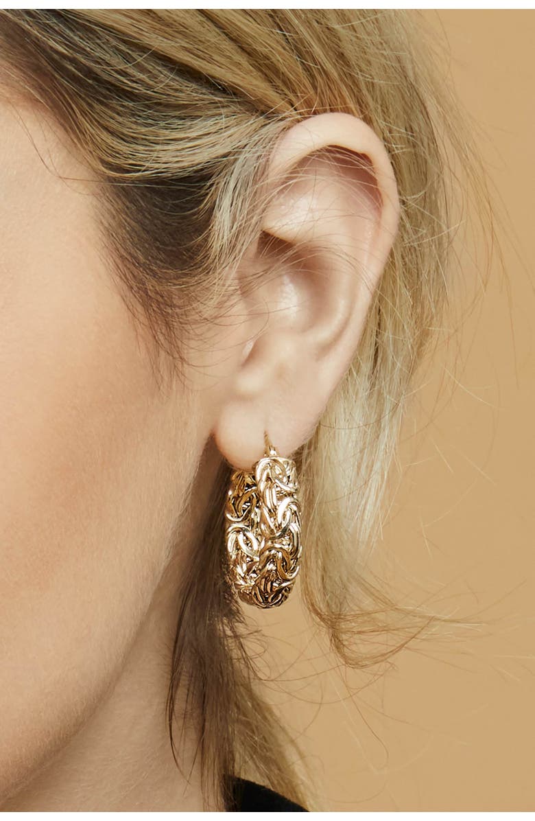 Oradina 14K Yellow Gold Byzantine Classic Hoops, Alternate, color, Yellow Gold