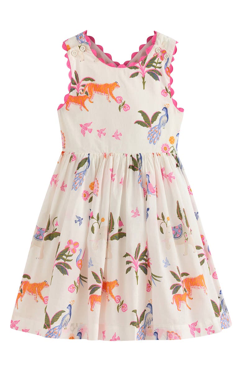 Mini Boden Kids' Harper Cross Back Cotton Jersey Dress, Main, color, Soft Ivory Jungle