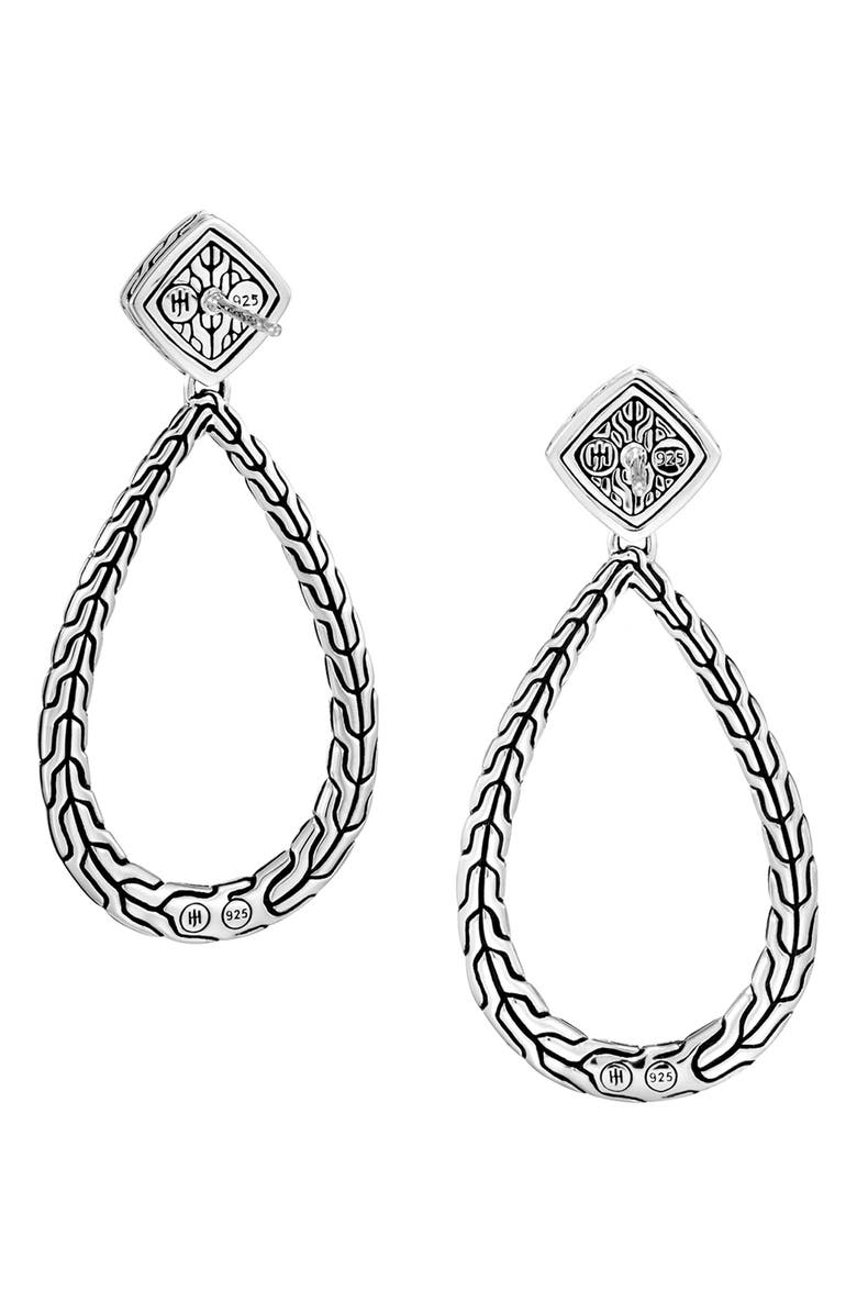 John Hardy Classic Chain Open Teardrop Earrings, Alternate, color, Silver