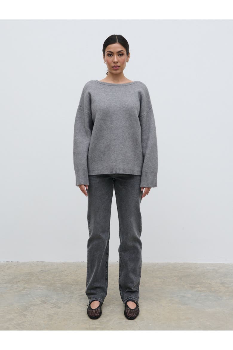 Quinn Slash Neck Knit Jumper, Alternate, color, Grey