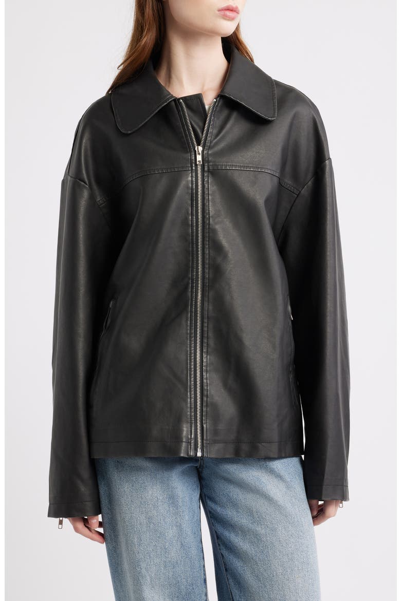 Napolean Faux Leather Jacket, Alternate, color, BLACK