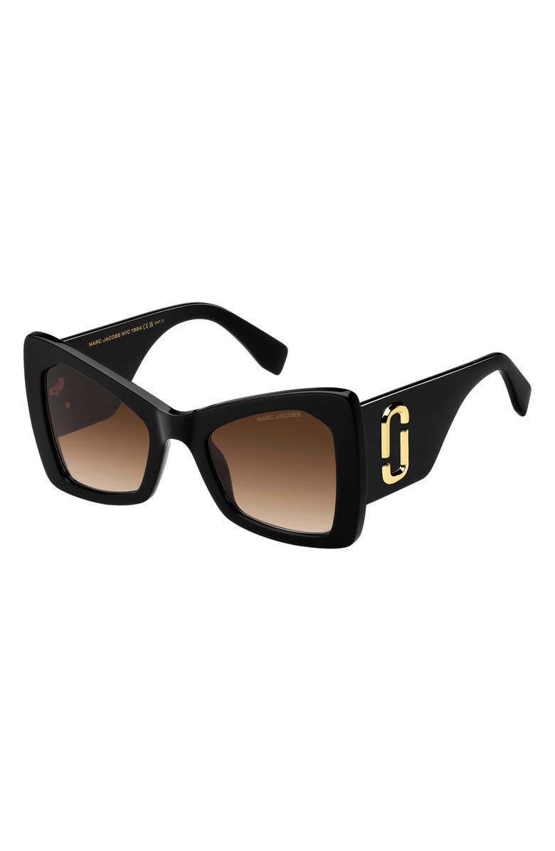 Marc Jacobs 52mm Gradient Butterfly Sunglasses, Alternate, color, Black/ Brown Sf