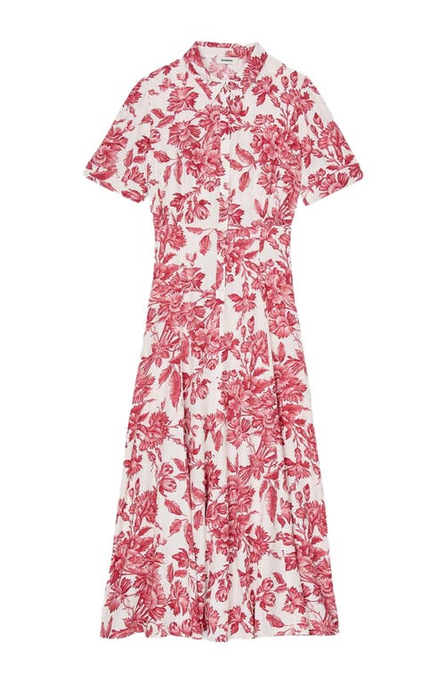 Sandro Floral Patterned Maxi Dress In White/red