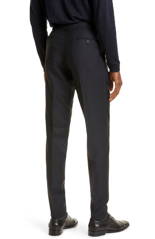 Thom Sweeney Tailored Wool Blend Tuxedo Trousers In Blue