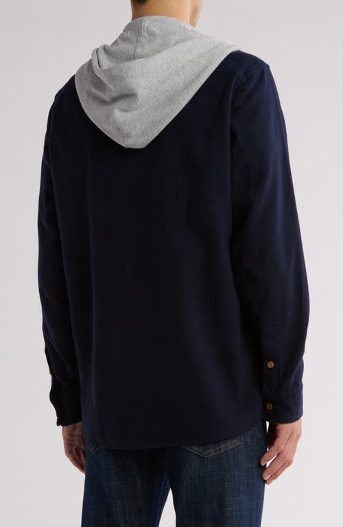 Lucky Brand Hooded Button Shirt Jacket In American Navy