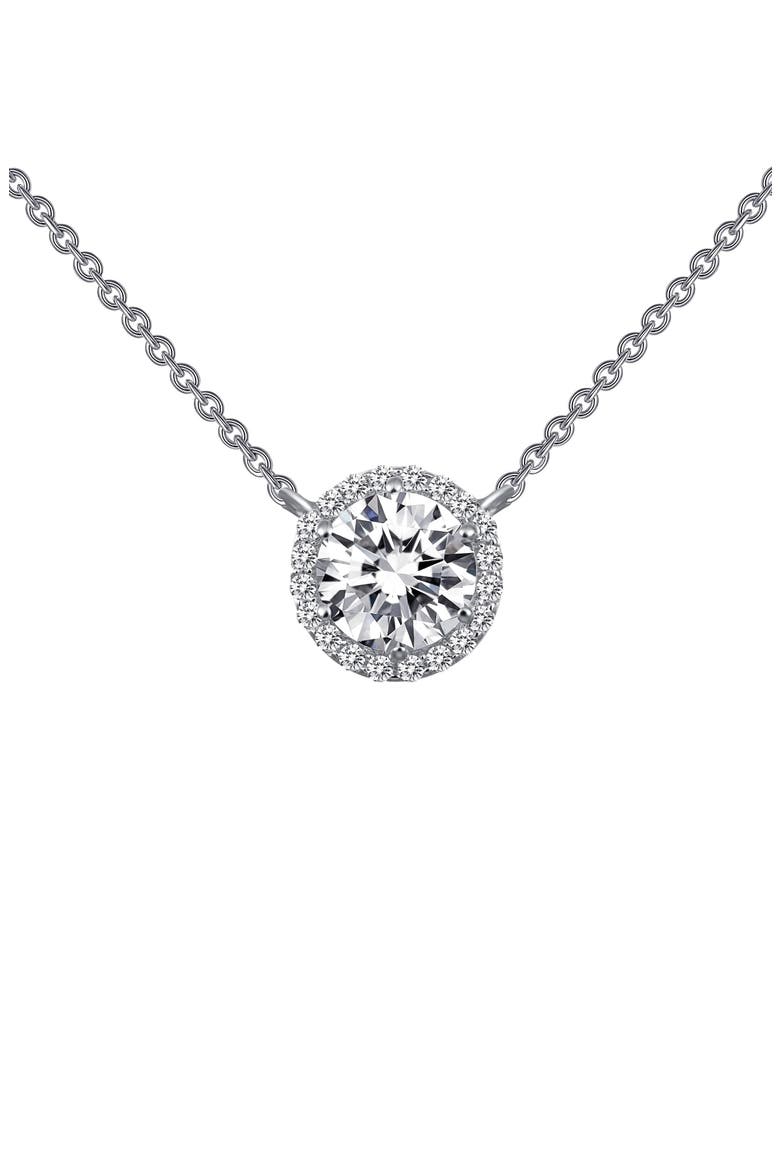 'Lassaire' Halo Pendant Necklace, Alternate, color, SILVER/ CLEAR