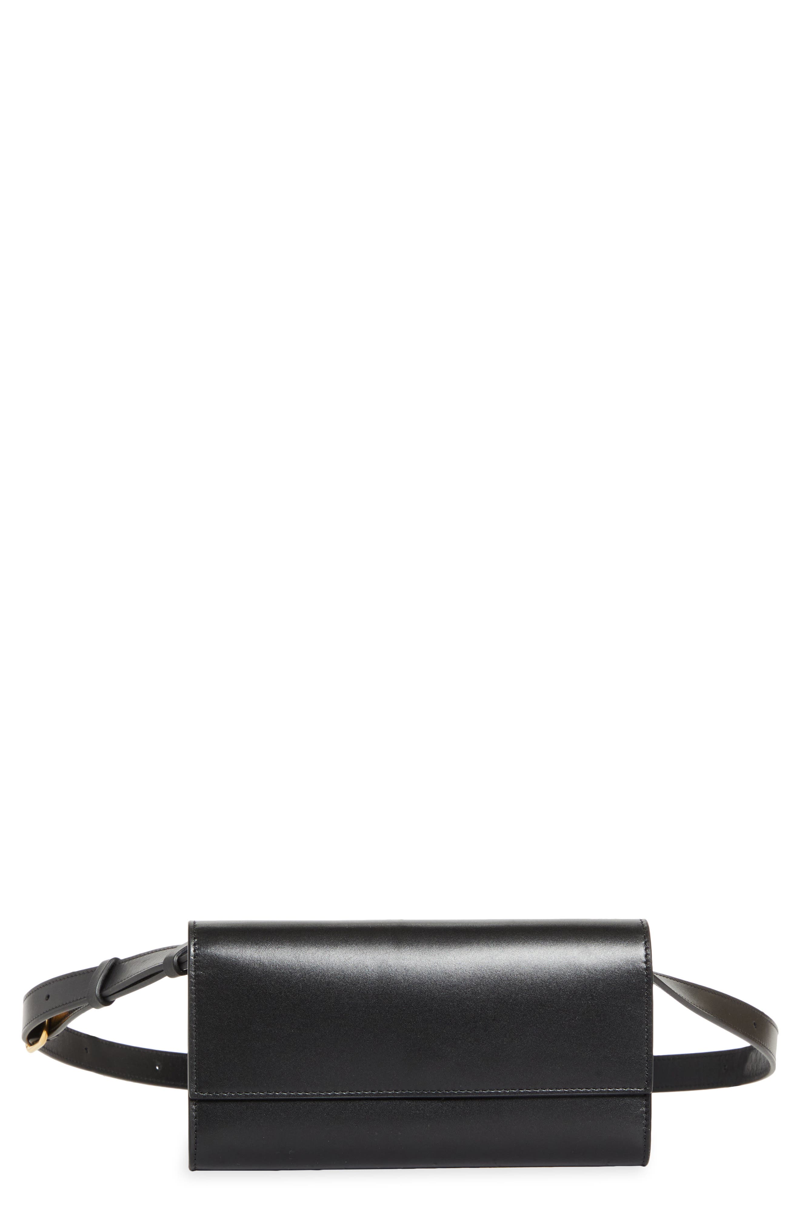 The Row Leather Belt Bag, Main, color, Black