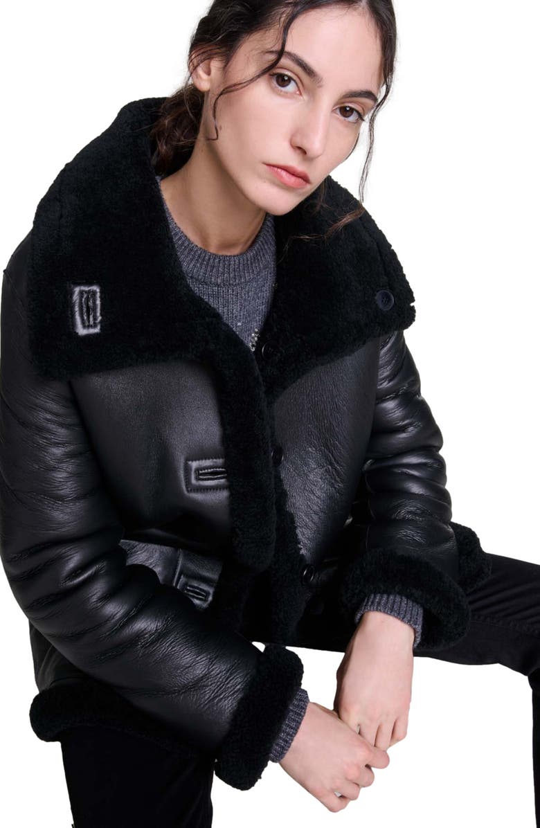 maje Reversible leather coat, Alternate, color, 