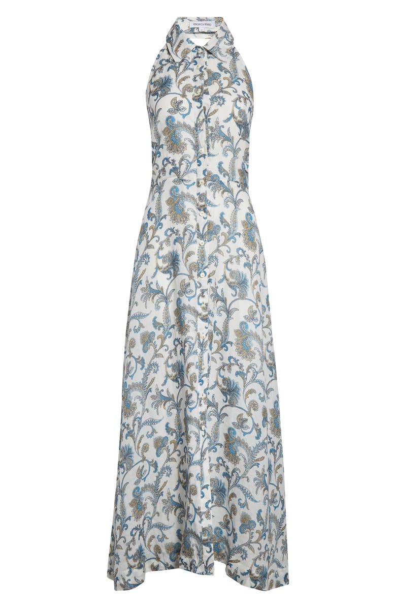 Veronica Beard Mackey Paisley Halter Neck Sleeveless Ramie Shirtdress, Alternate, color, Dove Multi