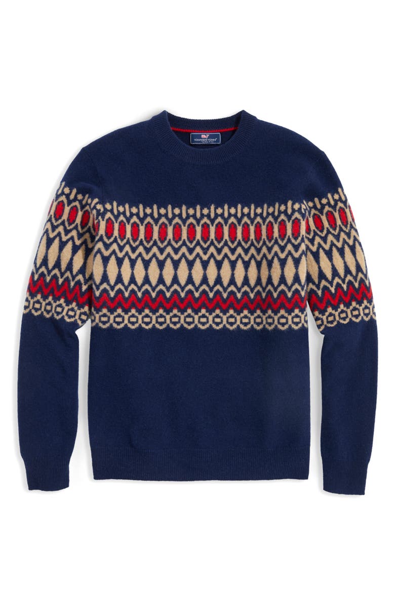 vineyard vines Heritage Fair Isle Wool Crewneck Sweater, Alternate, color,