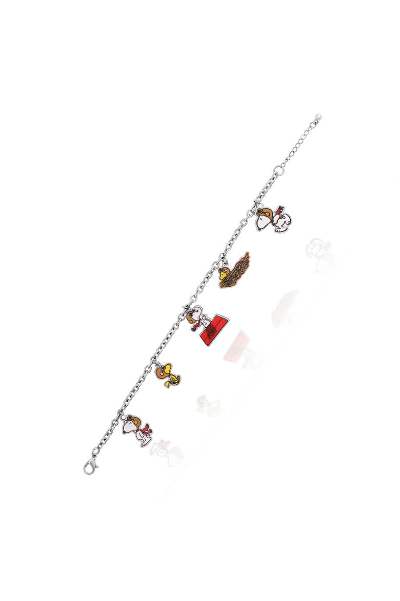 Snoopy & Friends Silver-Tone Charm Bracelet, Alternate, color, Silver