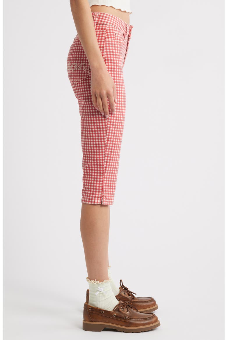 Gingham Capri Jeans, Alternate, color, RED