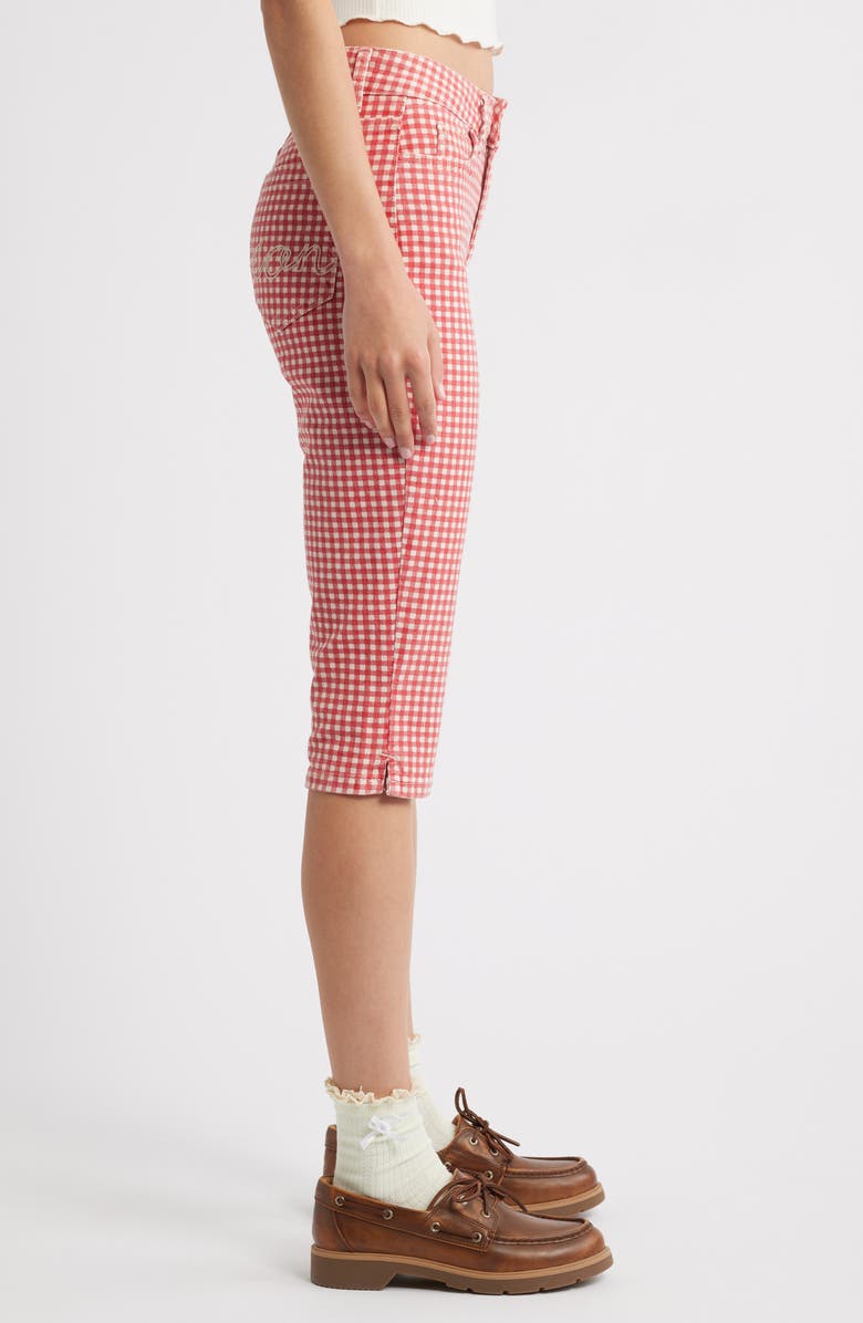 Damson Madder Gingham Capri Jeans, Alternate, color, Red