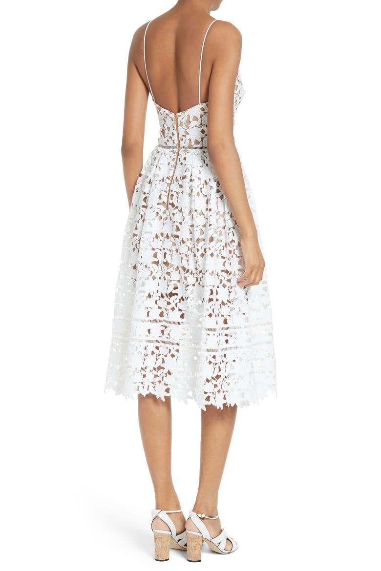 'Azaelea' Lace Fit & Flare Dress, Alternate, color, WHITE