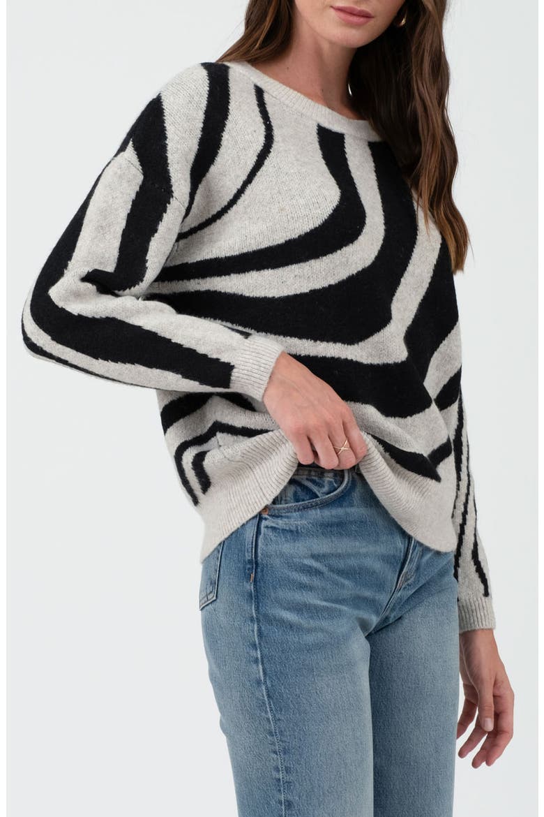 Animal Stripe Sweater, Alternate, color, WHITE