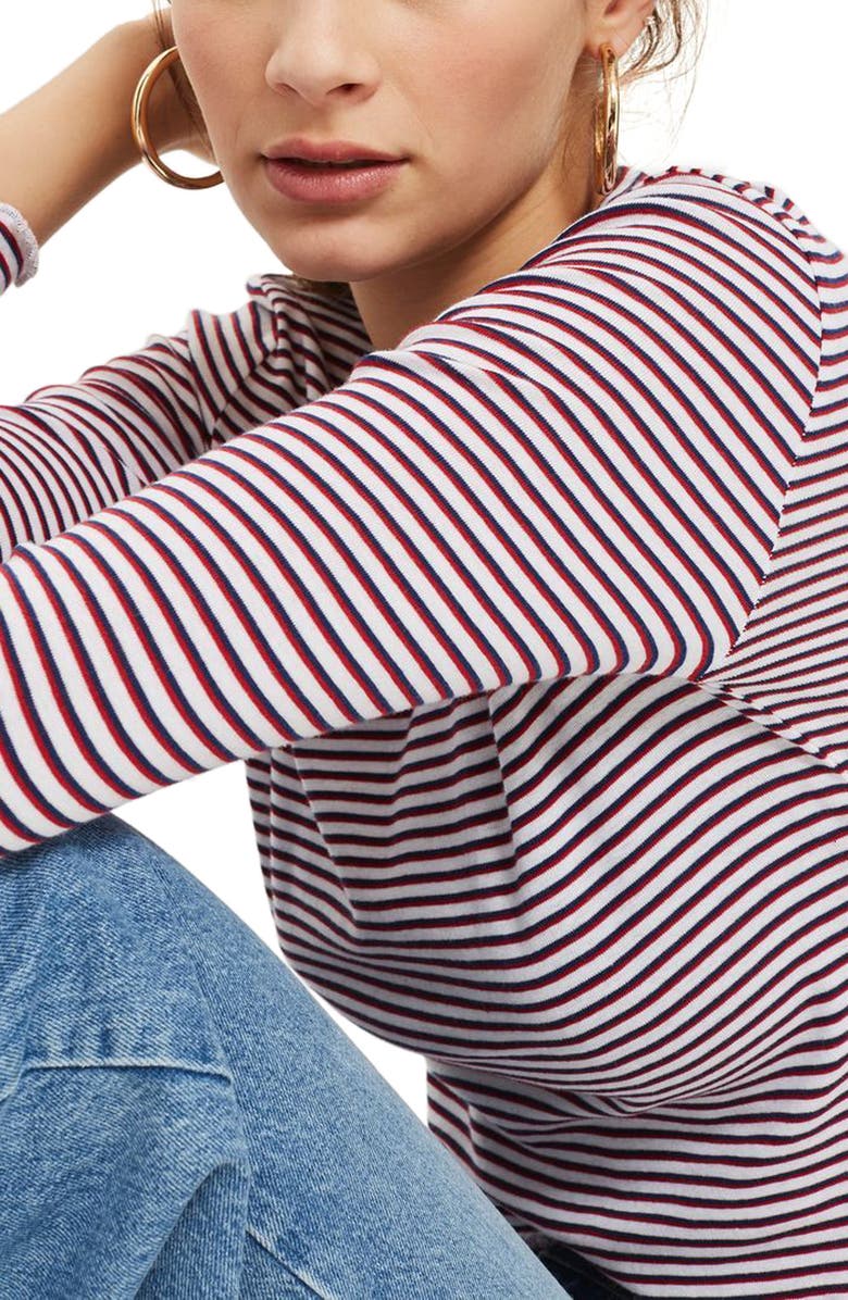 Topshop Lettuce Edge Stripe Tee, Alternate, color,