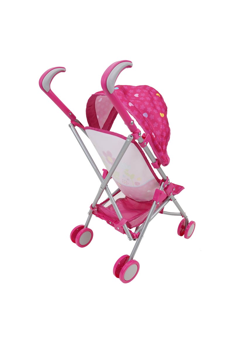 Garden Doll Stroller W/ Retractable Canopy, Safety Harness, Storage Basket, Alternate, color, Pink