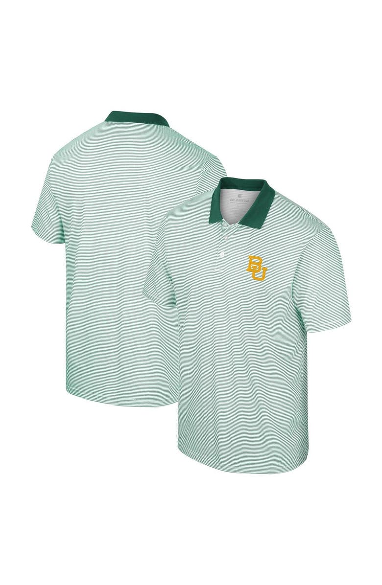 COLOSSEUM Men's Colosseum White/Green Baylor Bears Print Stripe Polo, Main, color, 