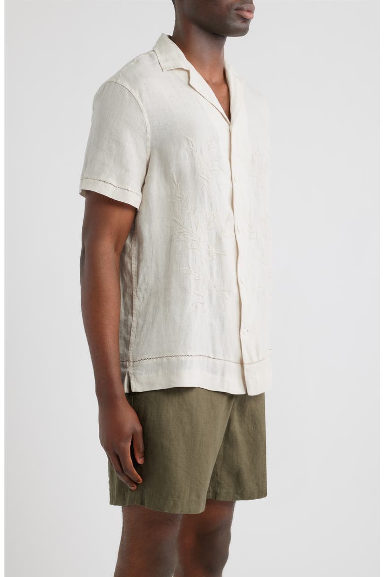 Embroidered Linen Camp Shirt, Alternate, color, GREY NOLA EMBROIDERY
