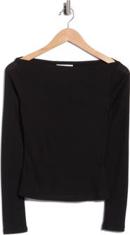 Blu Pepper Boat Neck Long Sleeve Top