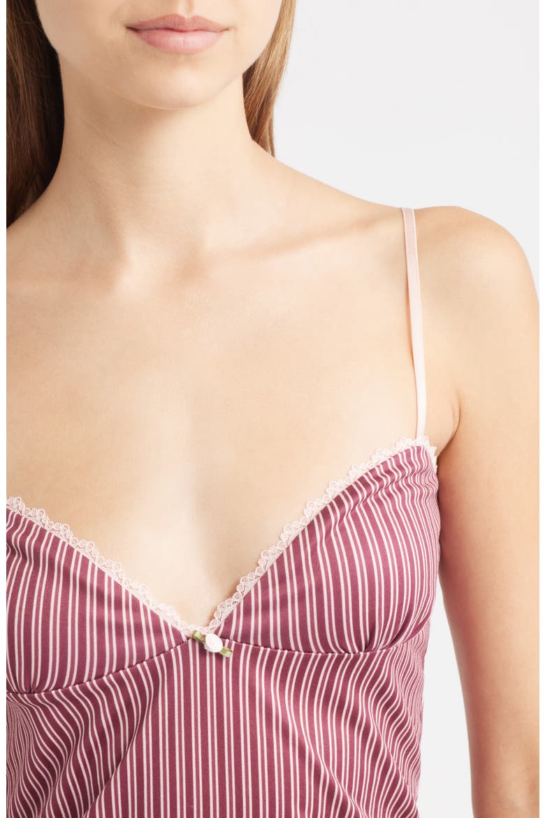 Gigi Stripe Lace Trim Crop Camisole, Alternate, color, PINK STRIPED