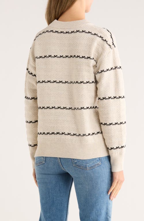 Bobeau Textured Stripe Crewneck Sweater In Neutral