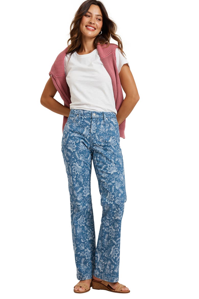 Jacquard Mid Rise Flare Jeans, Alternate, color, DRIFT TIDE WASH