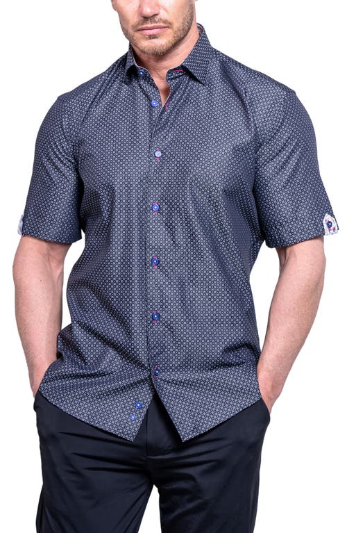 Maceoo Galileo Resistance0100 Black Short Sleeve Cotton Button-up Shirt