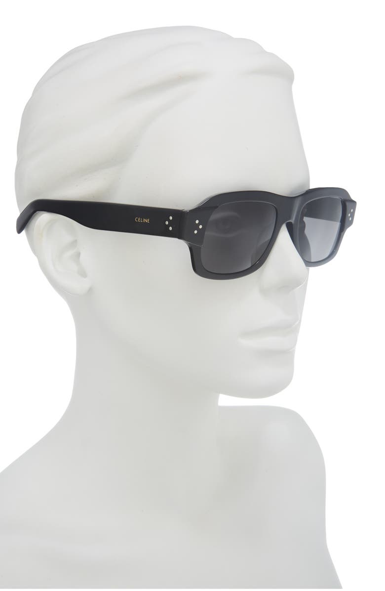 CELINE 3 Dots 53mm Rectangular Sunglasses, Alternate, color, Shiny Black / Smoke