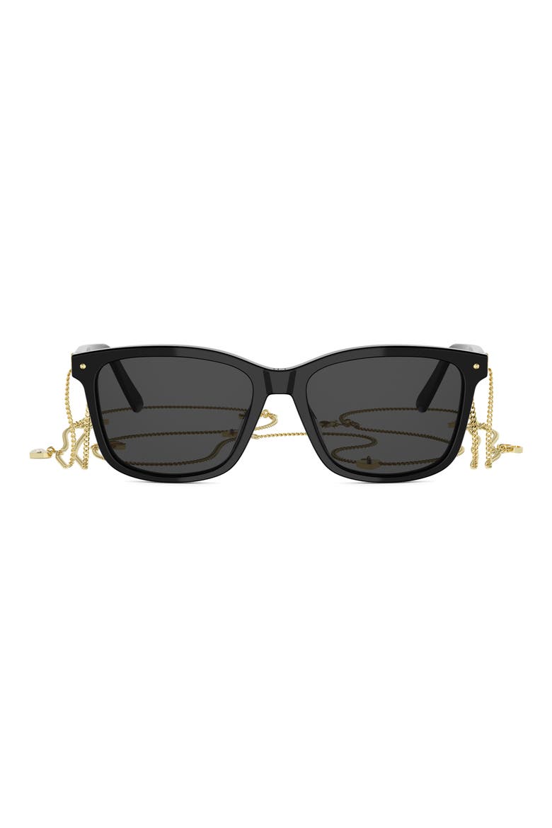 Petit CD S2I Rectangular Sunglasses, Main, color, SHINY BLACK / SMOKE