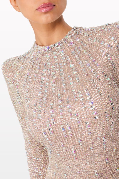 Jenny Packham Rory Embellished Mock-neck Maxi Dress In Pink
