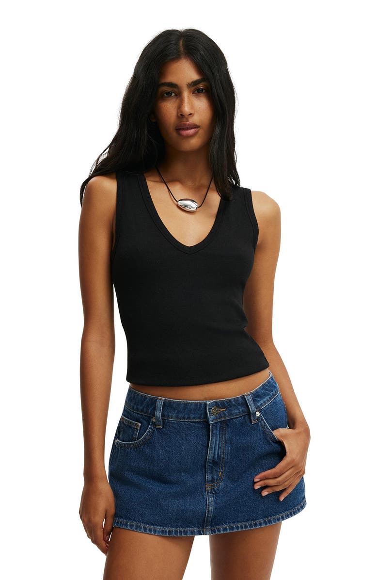 Cotton On Low Rise Denim Miniskort, Alternate, color, Gemini Blue