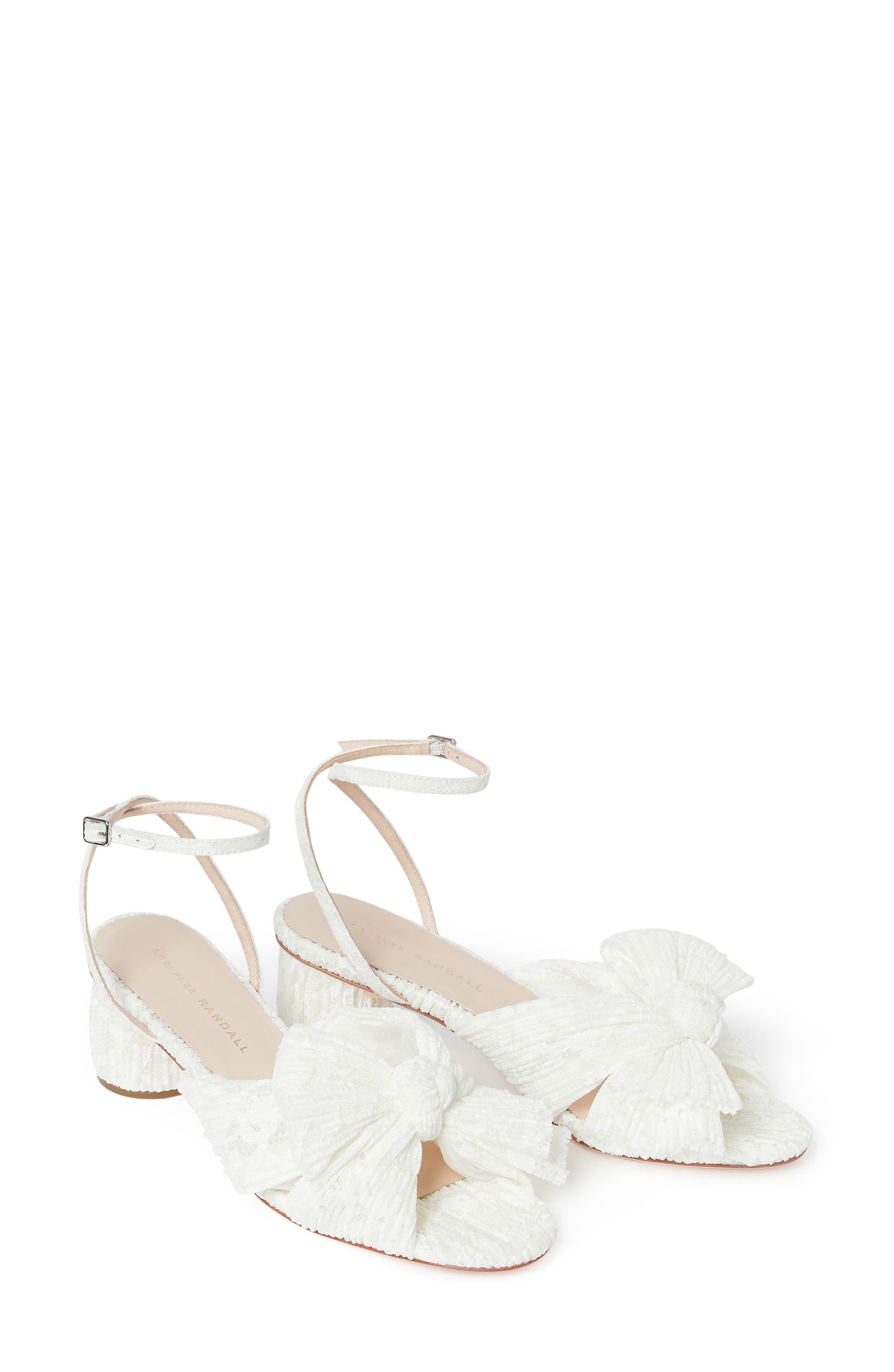 Loeffler Randall Dahlia Ankle Strap Knotted Sandal, Alternate, color, White/ Cream