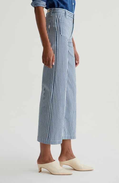 Ag Kassie Patch Pocket High Waist Ankle Wide Leg Pants In Nordic Stripe Indigo Multi