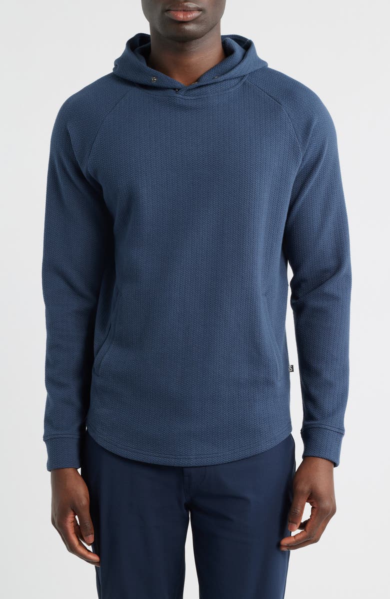 Swannies Luke Hooded Cotton Blend Performance Pullover, Main, color, Navy