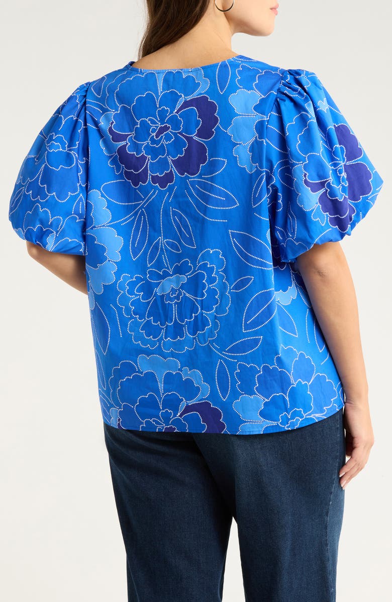 SUGARLIPS Adi Maris Floral Cotton Poplin Top, Alternate, color, Cobalts