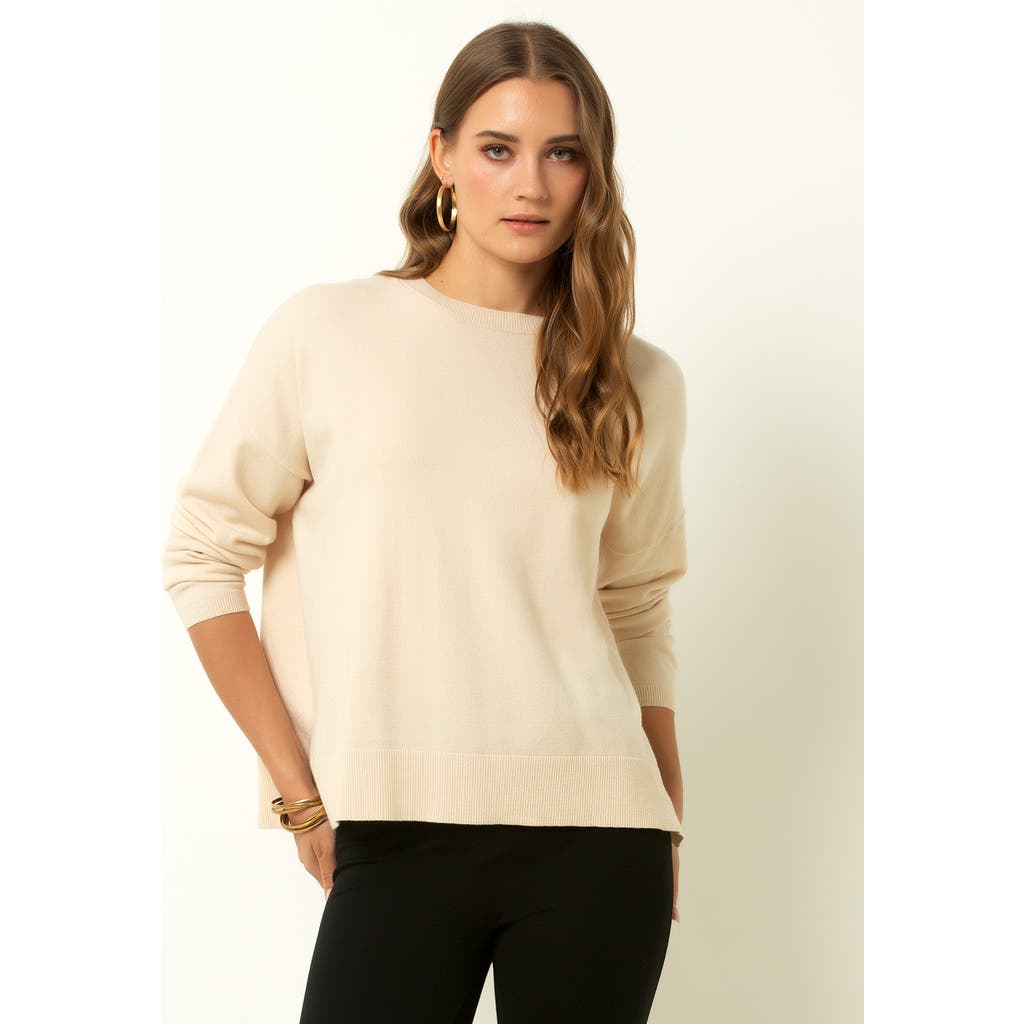 Single Stitch Relaxed Crew Neck Sweater In Neutral