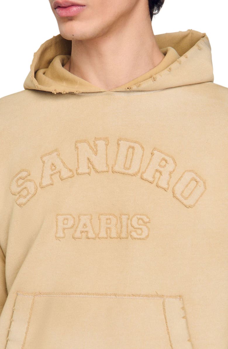 SANDRO Patch Hoodie, Alternate, color, Sand.