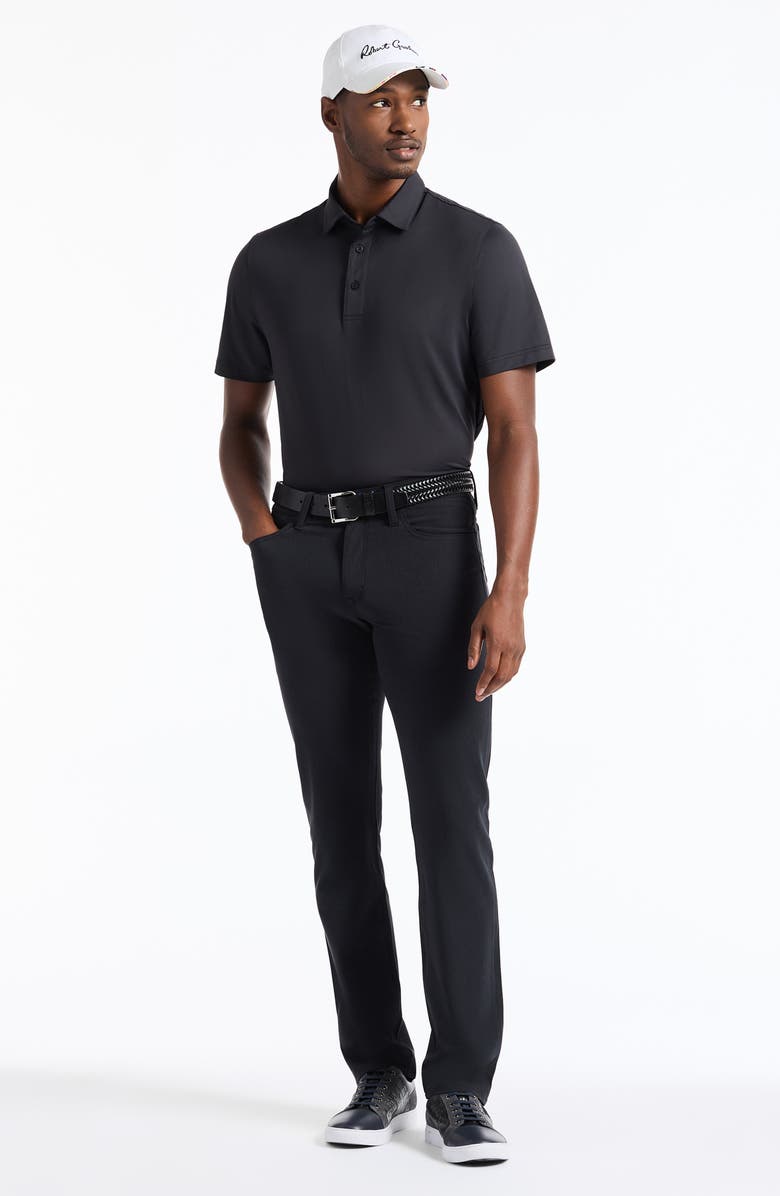 Robert Graham Falto Short Sleeve Stretch Knit Polo, Alternate, color, Black