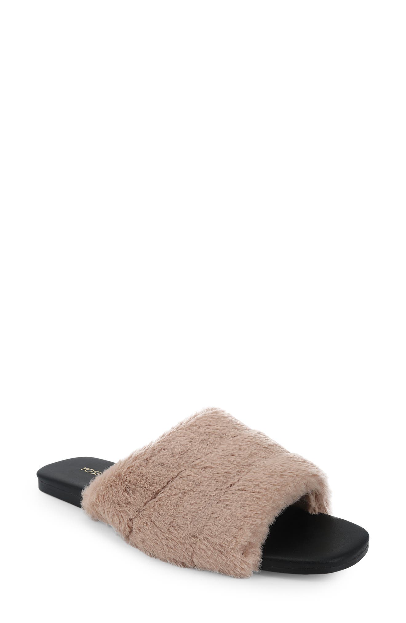 Yosi Samra Noro Faux Fur Slide Sandal, Main, color, 